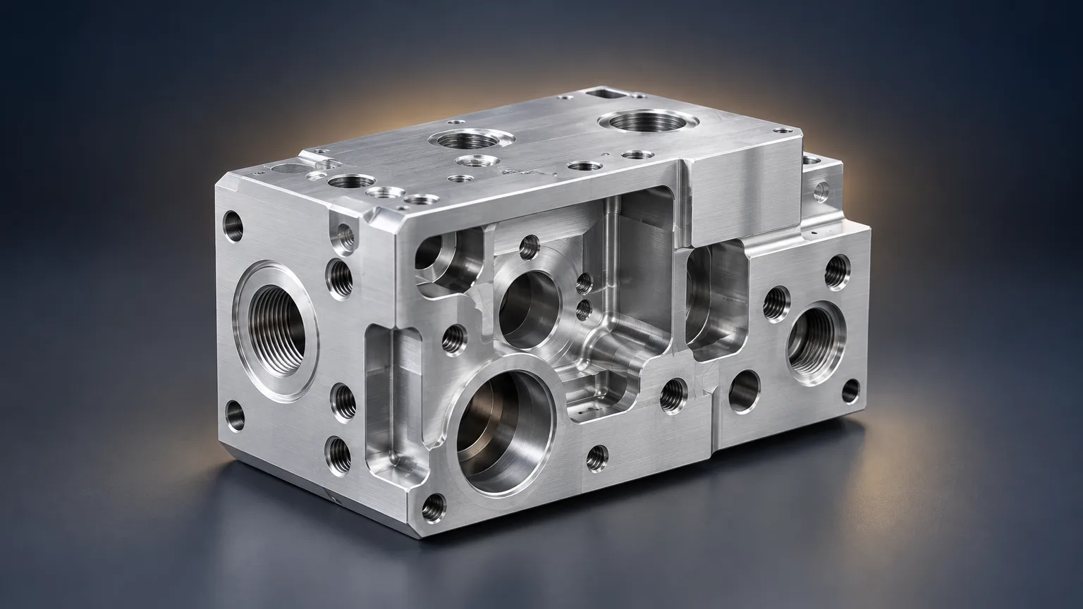 CNC milling machine cutting a metal workpiece during a production run