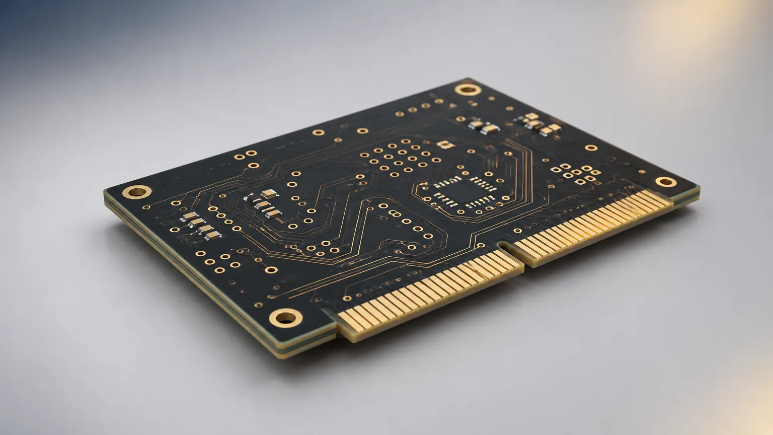 Printed circuit board assembly on a production line with surface-mount components placed on the board