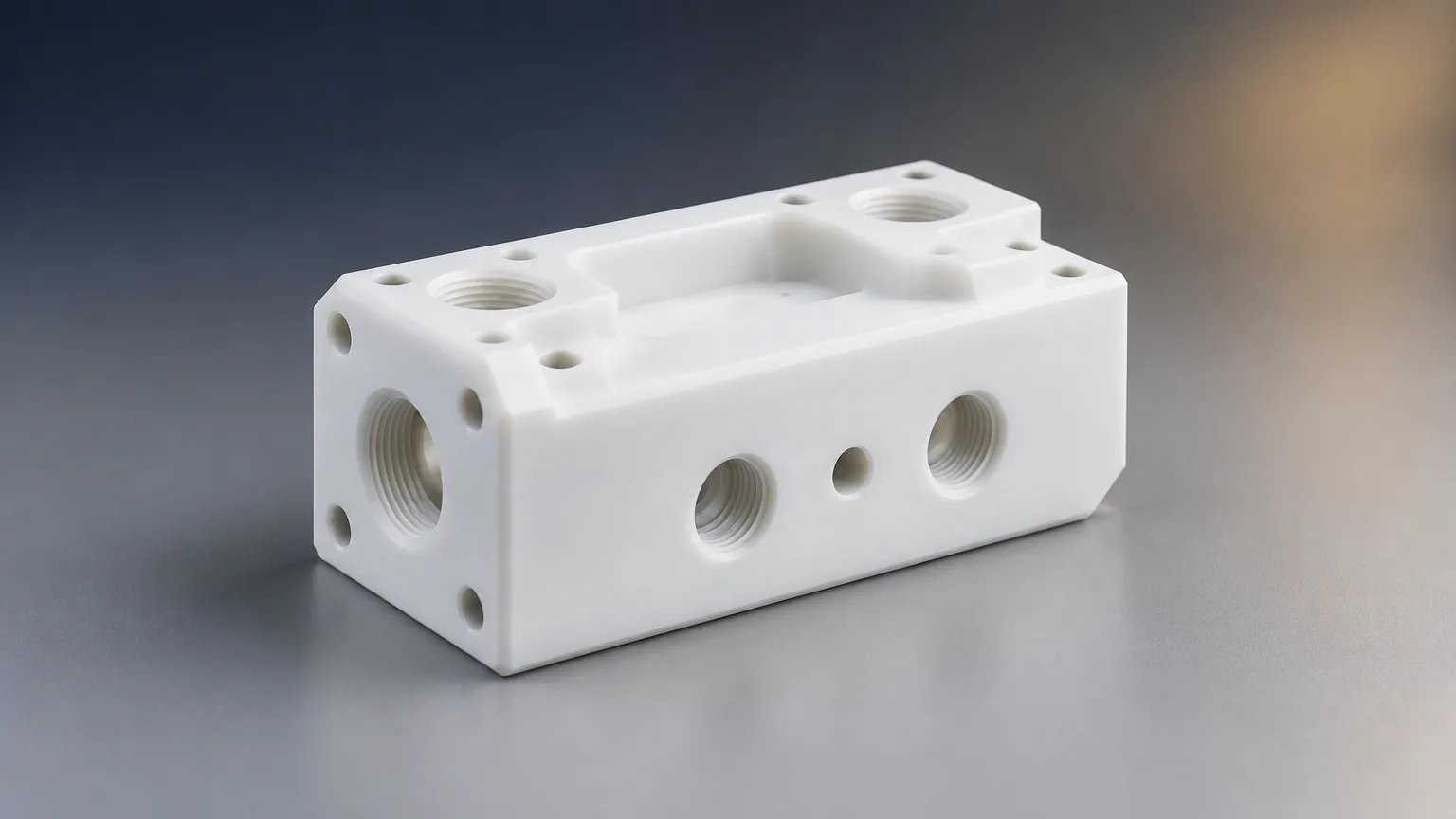 CNC machine cutting a plastic workpiece during plastic machining