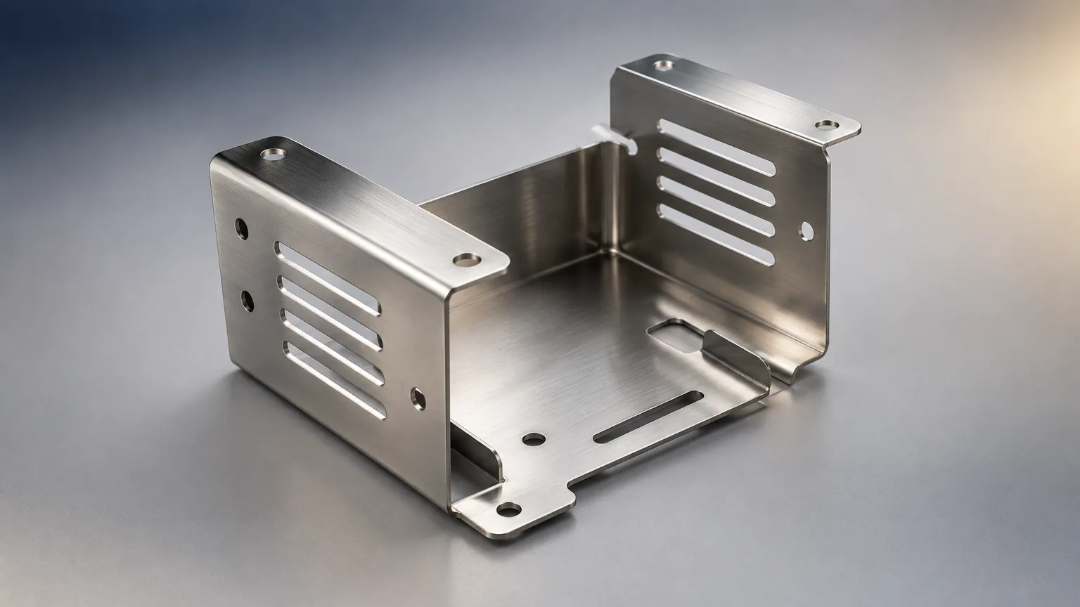 Flat metal sheets and formed sheet metal parts on a fabrication shop floor