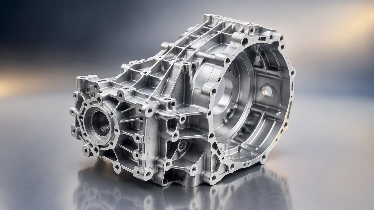 Die casting machine injecting molten metal into a reusable steel die